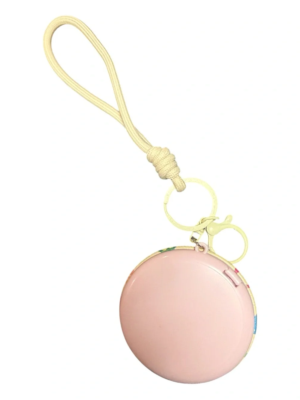 Compact mirror Cream keychain bag charm holder